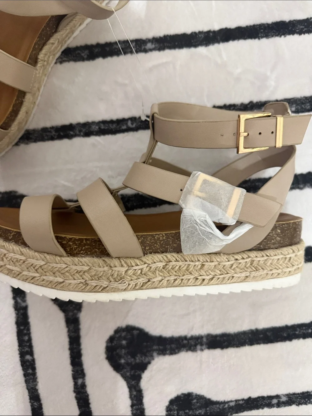 torrid Neutral Beige Platform Espadrille Sandals with Ankle Strap Size 11WW